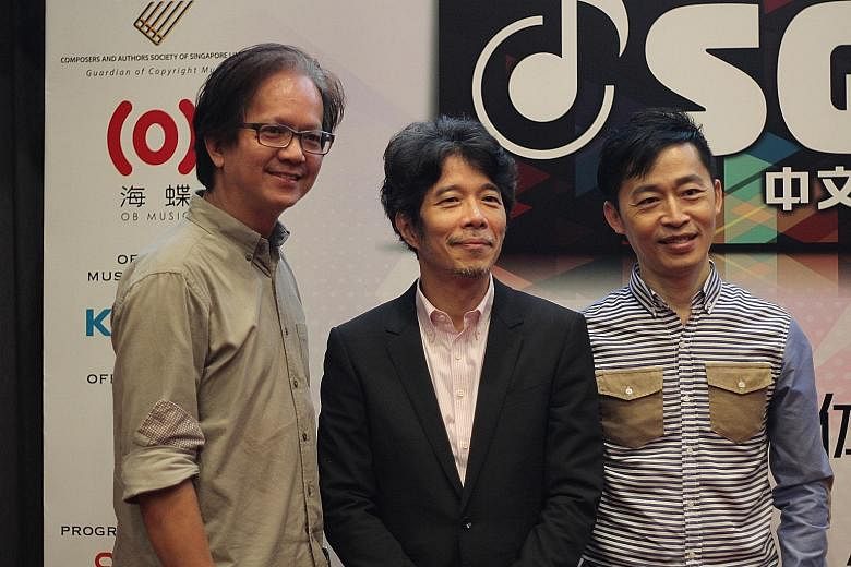 Leading the Singapore Song Writing Festival are (from far left) co-organiser Colin Goh, steering committee chairman Edmund Lam and vice-chairman Liang Wern Fook.