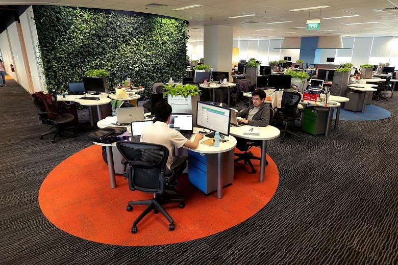 The office of Garena, now known as Sea, at its sprawling campus in Fusionopolis. Founded in 2009 by entrepreneur Forrest Li, it began as an online gaming portal and has since branched out to add mobile shopping and payment services. The start-up said