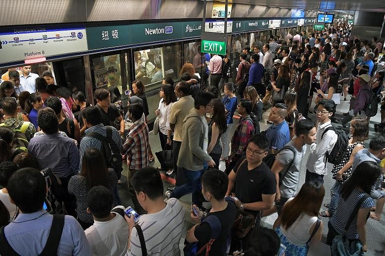 The Downtown Line was the best performer in the first quarter, hitting 1,033,000 train-km between delays, while the worst-performing line was the 30-year-old East-West Line, which clocked only 215,000 train-km between delays.