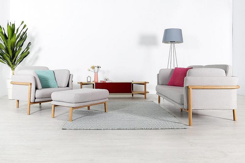 The Castlery Feat series includes the Bambu Collection (above) by Yonoh studio, Gable Armchair (far left) by Charles Wilson and Lily Collection (left) by James Harrison.