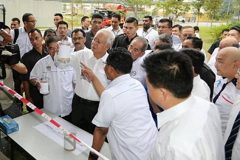 Malaysian Prime Minister Najib Razak at the opening ceremony of a sewage treatment plant in Kuala Lumpur on Thursday. He asked for commitment from all parties to treat waste water properly, as even the best treatment plant cannot cope when a river is