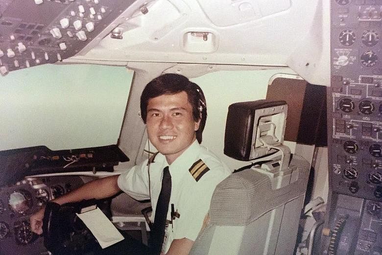 Left and above: Singapore Airlines Captain Gan Kim Hock, 59, was first officer on the first scheduled commercial flight to arrive at Changi Airport. Right: A chartered Singapore Airlines Airbus, Flight SQ100, became the first plane with paying passen