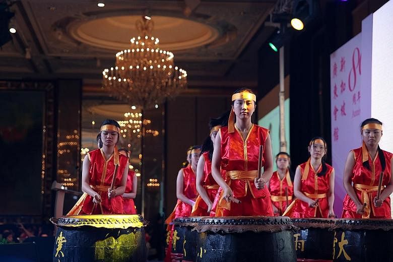 A 24 Festival Drums performance held yesterday to mark the 80th anniversary of the Singapore Kwangtung Clan Association.