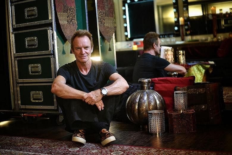 Sting's dressing room is a souk-like space with intricate carpets, filigree lanterns and incense in the air.