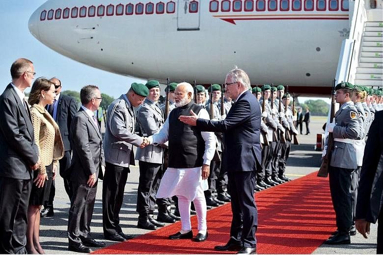 Prime Minister Narendra Modi arriving in Berlin for a two-day visit yesterday. He said India is keen to attract more German companies to invest and improve bilateral relations.