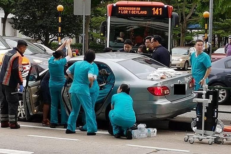 Seven responders from Farrer Park Hospital came to the aid of the driver on May 22. They kept him in a stable condition and monitored his heart rate until the Singapore Civil Defence Force arrived.