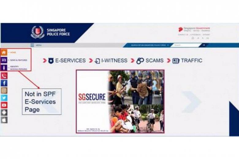 Scammers using fake Singapore Police Force website to obtain victims ...