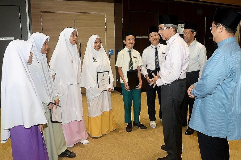 Minister for Communications and Information Yaacob Ibrahim was the guest of honour at the Madrasah Student Awards, where he presented awards to 493 students yesterday.