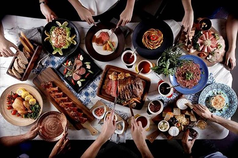 The semi-buffet dinner, Meat On Thursdays, at Plate, Carlton City Hotel, comprises a main course with free flow of salads, appetisers, soups and dessert. Meat dishes include lamb chops and sticky glazed pork ribs.