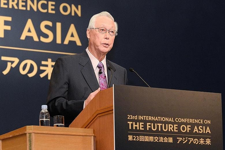 ESM Goh Chok Tong urged Japan and China to work together, at the Nikkei Future of Asia conference in Tokyo yesterday.