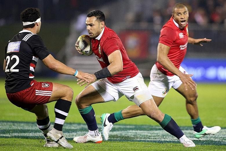 The British and Irish Lions' Ben Te'o looking for a gap in defence during their 13-7 win over the New Zealand Provincial Barbarians. The visitors need to show on the field they can adjust to an unstructured style.