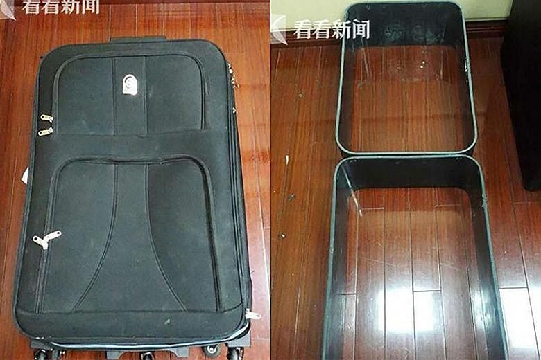 Shanghai Customs officials noticed that the suitcases, when emptied, were heavier than ordinary ones. Tests showed that the suitcases were made from 10.2kg of hardened cocaine.