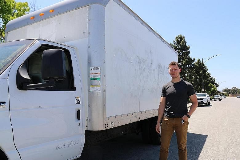 Google engineer Brandon chose to live in a 128 sq ft box truck instead of spending an exorbitant sum on rent. He eats and does his laundry at Google, and showers at a gym.