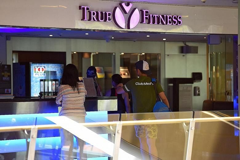 The True Fitness centre at Velocity in Novena Square yesterday. Both this outlet and another in Ang Mo Kio were bustling with customers when ST paid a visit.