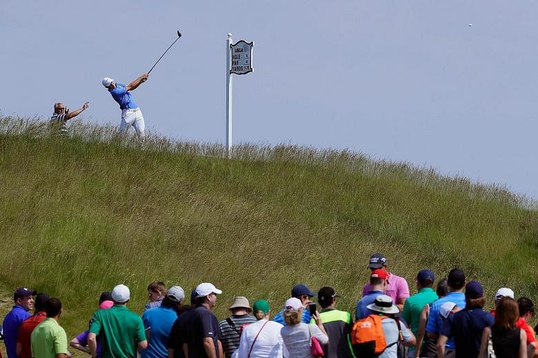 Two-time Major winner Jordan Spieth of the United States plays his shot from the fifth tee during a practice round prior to the US Open at Erin Hills in Hartford, Wisconsin. The former world No. 1 is one of the contenders in a wide-open race for the 