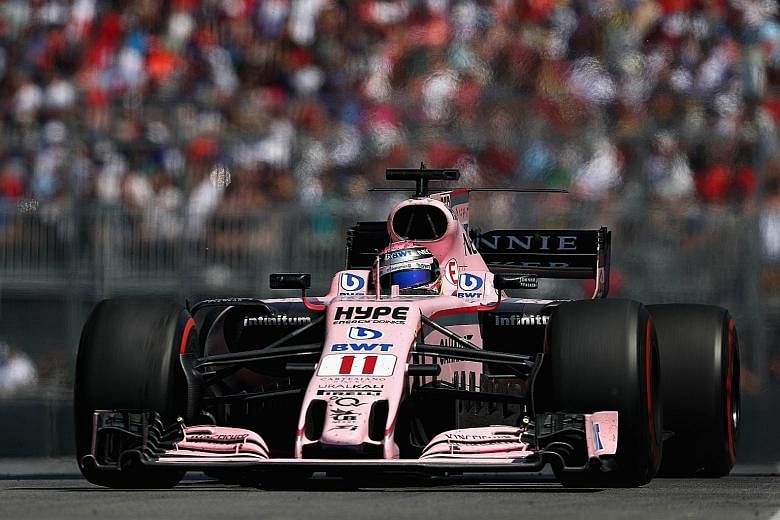 The Force India F1 car sporting pink livery this season after securing a major sponsor in water technology specialists BWT.