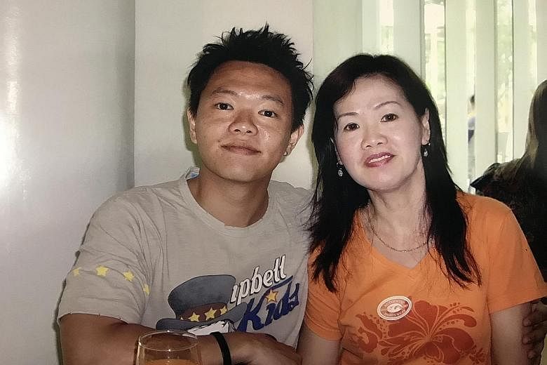 Some mourners who turned up at Mr Koh Ming Hao's wake were strangers who knew about his struggle through social media. From left: Mr Koh with his mother Eileen Tan; and with his wife Daphnie Chong in January; and a recent photo of him on Instagram.