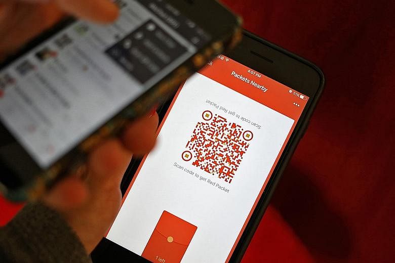 Besides work communication, Chinese WeChat users also use the app to make payments (above) or transfer funds via its digital red packet service (left), which may be abused to facilitate bribery.