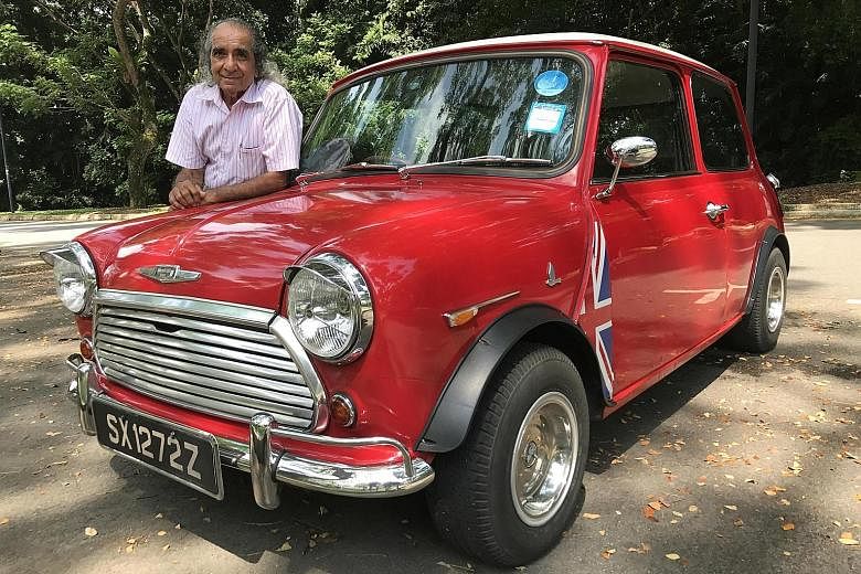 Mr Gummer Singh used stainless-steel bowls, each topped with a hand-cut aluminium logo of a hornet, to customise hubcaps for his Morris Mini 1000.