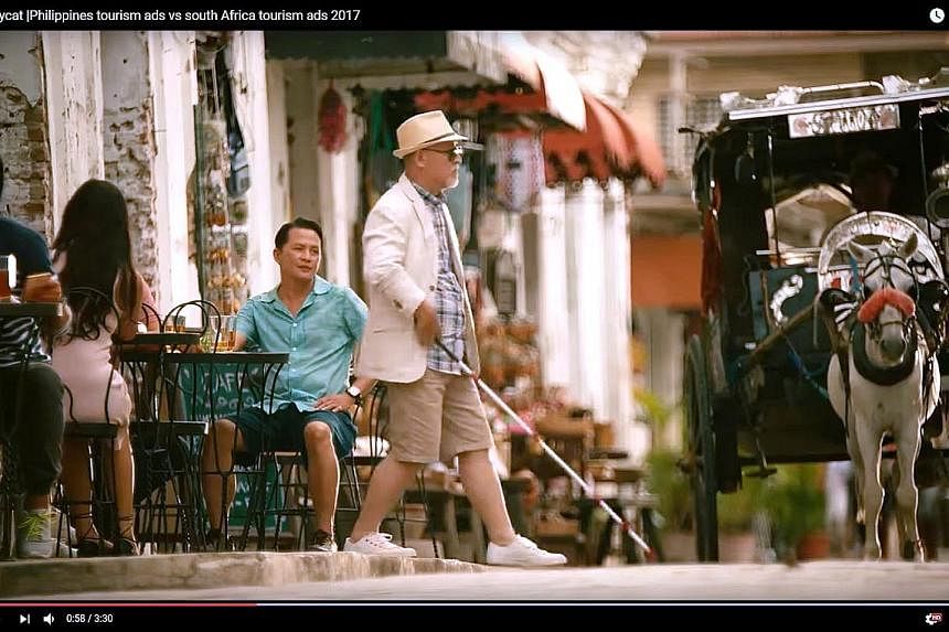 The Philippine version showed an elderly tourist enjoying his trip to the South-east Asian nation and ends with him whipping out a blind man's walking stick.