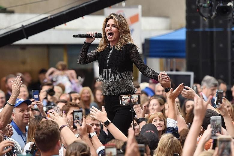Shania Twain performing on NBC's Today show in New York City last week. The crossover country star is returning with a new album after 15 years.