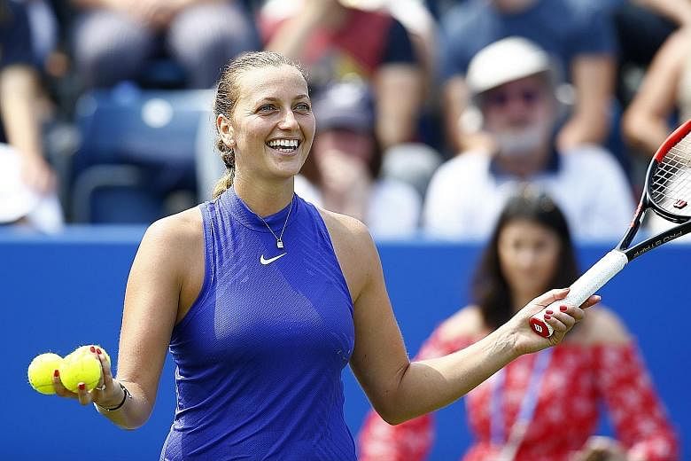 Czech Petra Kvitova soaking up the adulation from the crowd at the Birmingham Classic. The former world No. 2 has become a sentimental favourite since suffering potential career-ending injuries last December.