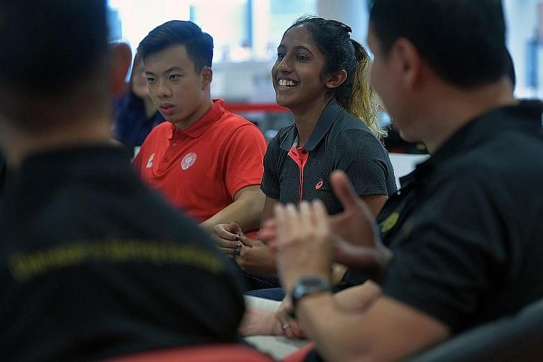 National sprinter Shanti Pereira sharing her experiences from two Asean Schools Games appearances with student-athletes at the Singapore Sports Hub.