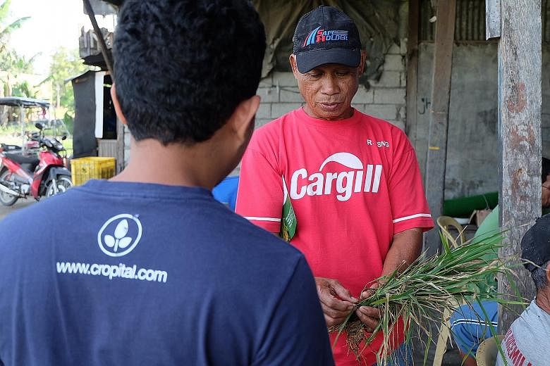 A farmer receiving training from the Cropital team.