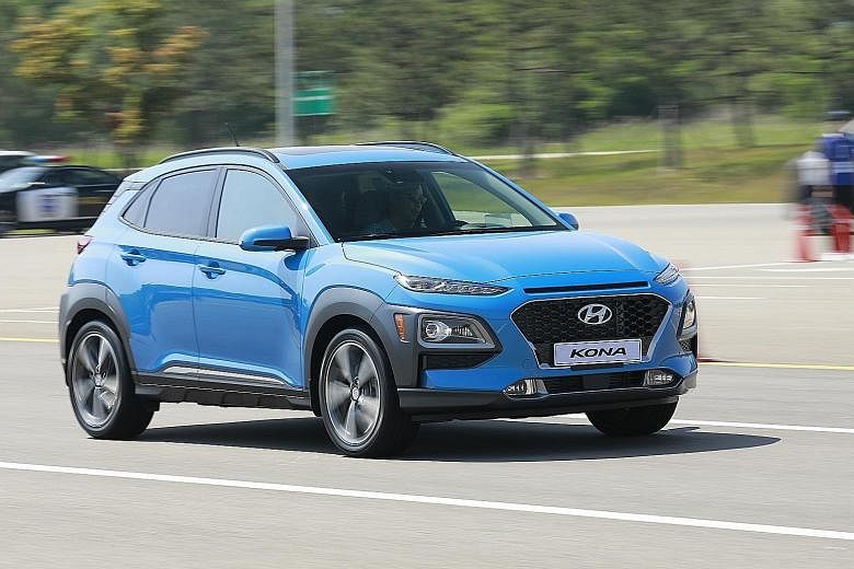 The Kona has a bold fusion of stylised curves and familiar Hyundai design cues to give a vibrant image, while a premium infotainment system takes centre stage above the dashboard.