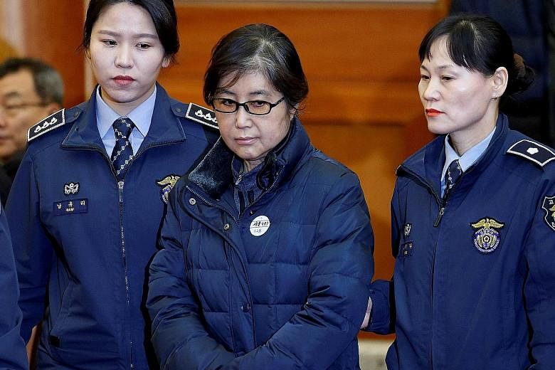 Choi Soon Sil, 61, was jailed for three years for soliciting favours for her daughter.