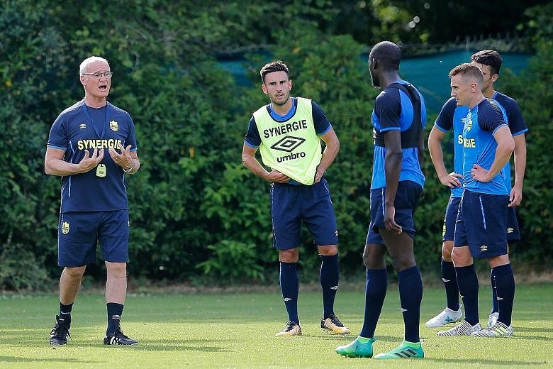 Nantes manager Claudio Ranieri taking charge of training with his new squad. The Italian has a task on his hands to revive the fortunes of the sleeping French giants, who have flattered to deceive in recent seasons.