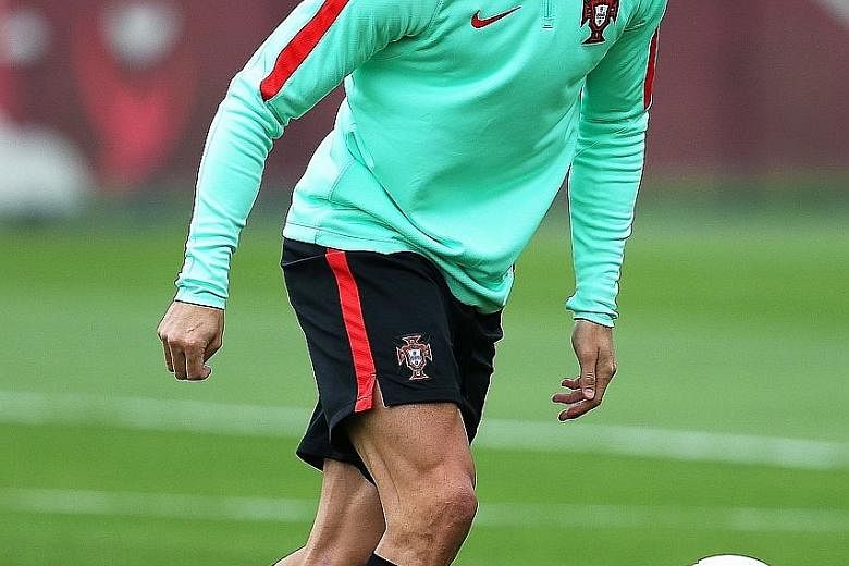 Cristiano Ronaldo at a training session in Kazan, Russia yesterday. The Portugal captain has been in irresistible form, scoring 16 goals in his last 10 matches for club and country.