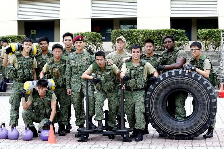 From left: ME2 Winnie Lai, CFC (NS) Jason Koh, Commanding Officer LTC Edwin Chen and ME3 D. Vijayan (Coxswain) are part of the RSS Steadfast crew, which won the Best Fleet Unit award. LTC Ng Kiang Chuan (red beret) with some commandos taking part in 