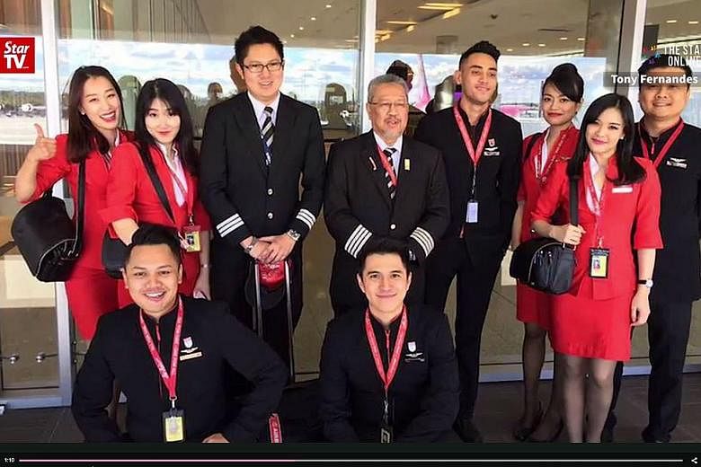 A screenshot of the affected AirAsia X flight's crew. Passenger Madeline Wright said the pilot had kept everyone calm during the turbulence.
