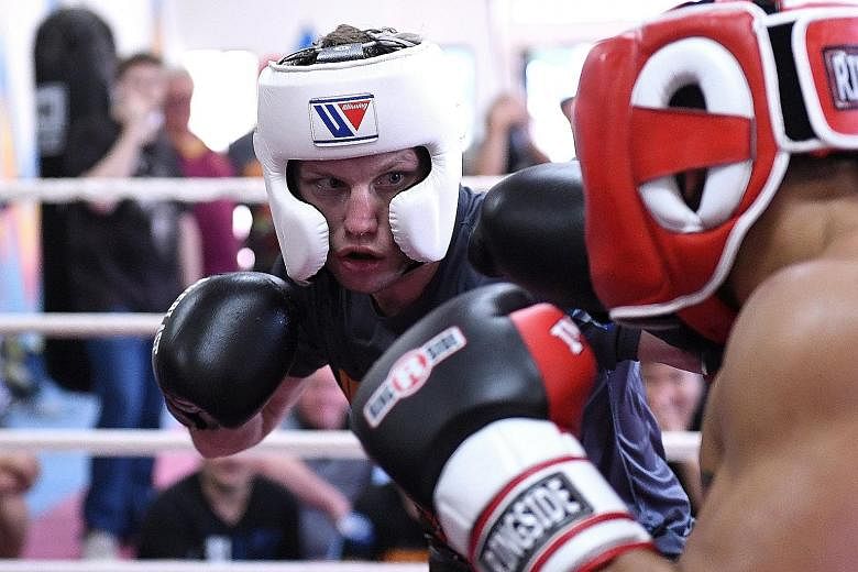 Australia's Jeff Horn during a sparring session against Czar Amonsot, his Filipino sparring partner, last week.