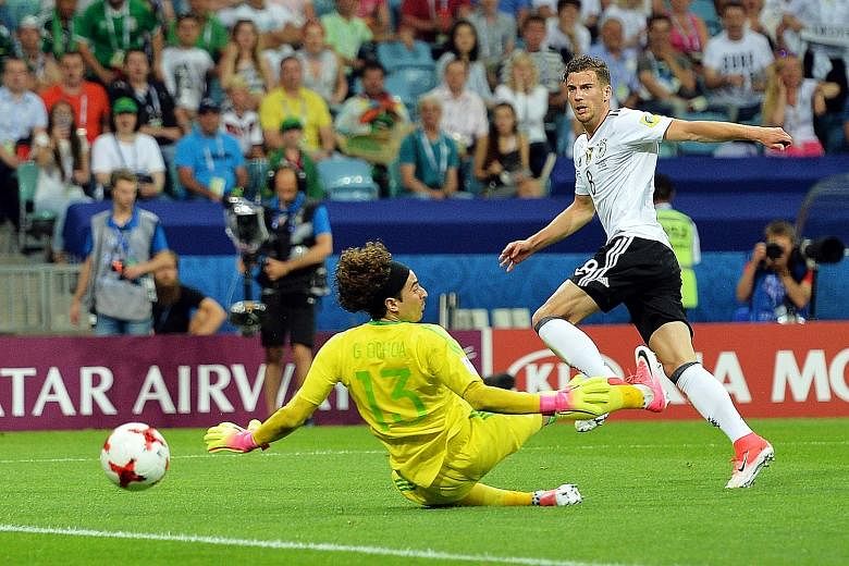 Leon Goretzka scoring his second goal past Mexico custodian Guillermo Ochoa in Germany's 4-1 win. He is eager to play Chile again after the 1-1 group-stage draw.