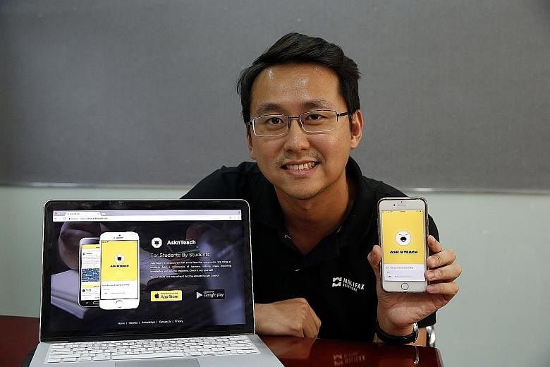 Mr Chia Luck Yong's new peer tutoring app focuses on getting other students to answer the questions that students need help with.