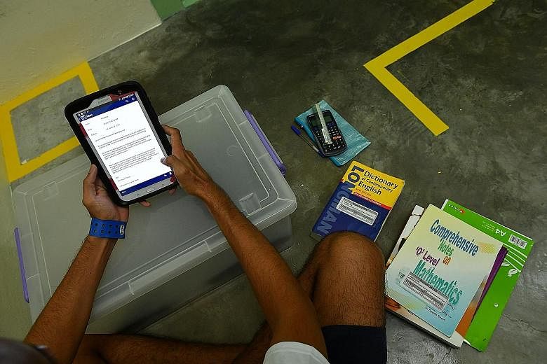 The tablets are connected to a secure internal network. Three to four inmates share one tablet for a few hours each day. By 2019, all inmates should have access to these tablets, says the Singapore Prison Service.