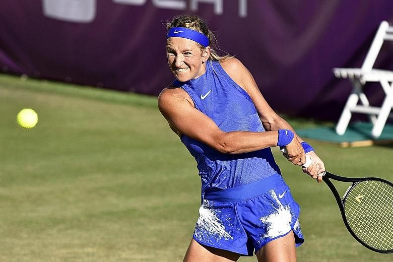 Victoria Azarenka, playing in her first match back after giving birth, in Mallorca last month, looks forward to Wimbledon.