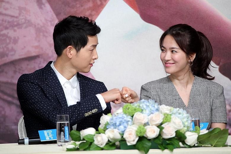 South Korean actors Song Joong Ki and Song Hye Kyo, seen here in Hong Kong to promote Descendants Of The Sun last year, played each other's love interest in the series.
