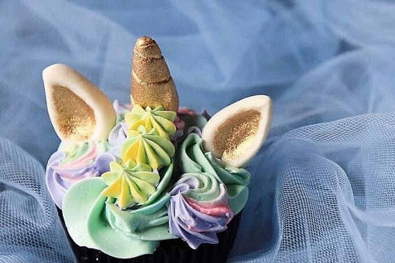 Unicorn cupcakes from Creme Maison Bakery. Dainty eclairs from L'Eclair by Sarah Michelle. Twenty-four-hour braised shortrib with pommery mashed potato and shiso oil from Cat Cora of Ocean restaurant. Clifford Luu of Cakes by Cliff from Sydney, Austr