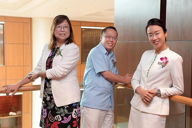 Recipients of the Nurses' Merit Award included (from far left) Ms Tan Meng Guek, assistant director of nursing, quality management and social services at Econ Healthcare; Mr Richard Low Sai Yin, senior nurse manager at National Healthcare Group Polyc