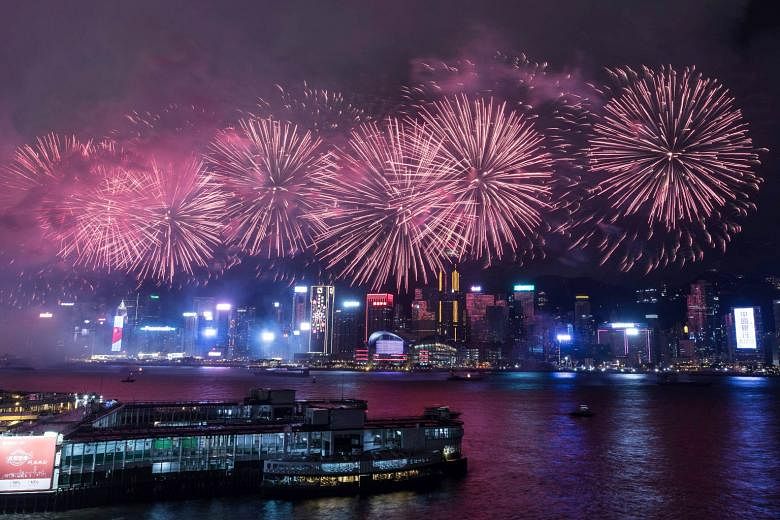 Victoria Harbour in Hong Kong last Saturday amid celebrations marking the 20th anniversary of the city's handover. Chinese President Xi Jinping said that any challenge to Beijing's control over the city would cross a "red line". Hours after his depar