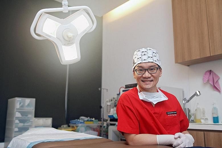 Dr Tan Ying Chien has seen an increase in male patients. His clients include lawyers, bankers, doctors, accountants and even teachers. Freelance actor Kevin Ang has monthly laser treatments to tighten his skin and remove pigmentation. The 42-year-old