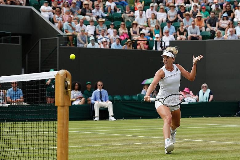 Vandeweghe making a backhand return in her win over fellow American Alison Riske in the third round. On current form, she will be confident of her chances against former world No. 1 Caroline Wozniacki in the last 16 today.