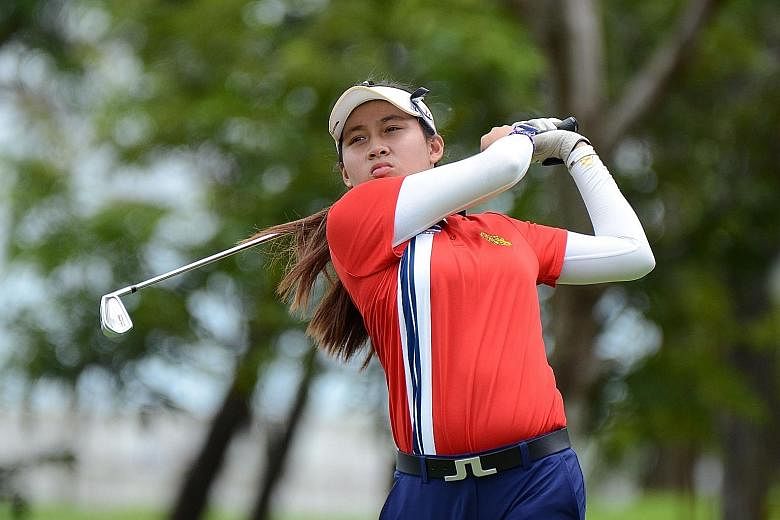 Thai golfer Atthaya Thitikul, 14, during the third round of the Ladies European Thailand Championship in Pattaya. She won by two shots from Mexican Ana Menendez.