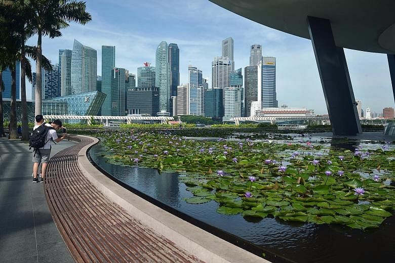 A scenic spot in the Marina Bay Financial Centre area. The rebound in Grade A central business district rents was led by take-up in Marina Bay, where rents surged 5.8 per cent.