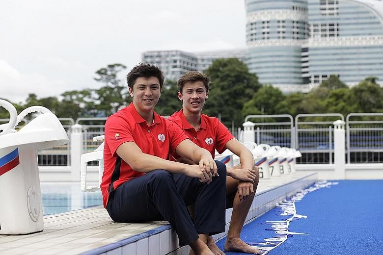 Above: Friendly rivalry between the Liow twins Andy (left) and Owen has pushed them to improve their basketball game. They were both inspired by older sister, Hui Ting, 23, who represented Singapore at the Under-16 level.Right: The explosive training