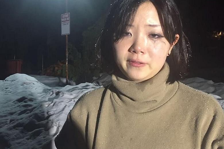 Airbnb host Tami Barker cancelled Ms Dyne Suh's (above) reservation for a mountain cabin minutes before she and her friends arrived for a skiing weekend. Ms Barker was fined and banned by Airbnb, and she would have to attend a course on Asian America