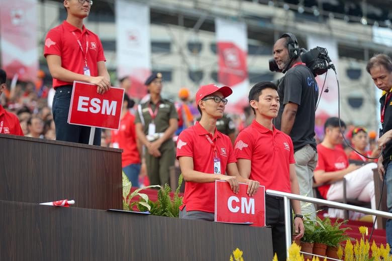 Captain (NS) Calvin Kuah (at right) plays the role of Deputy Prime Minister Teo Chee Hean during the National Day Parade rehearsals. He played the role of PM Lee in 2011.
